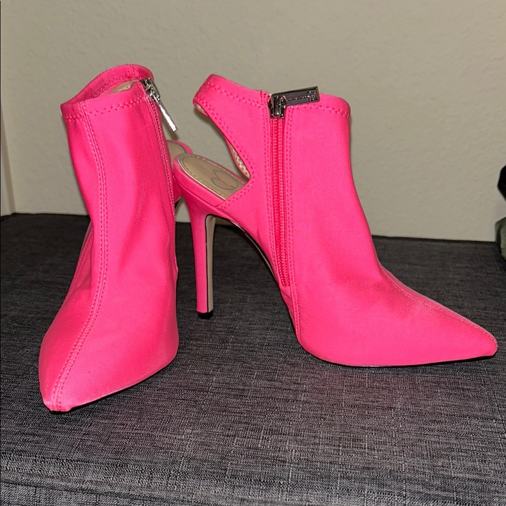 Jessica Simpson Pimrah High Heel Boots - sz 5 neon pink